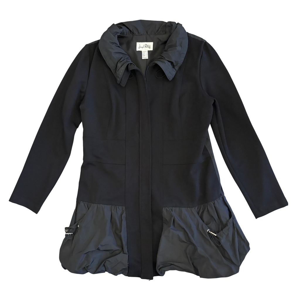 Joseph Ribkoff‎ Bubble Hem Zip Jacket 10 Lightweight Goth Architectural Longline
